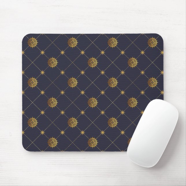 Gold Nautical  Mouse Mat (With Mouse)