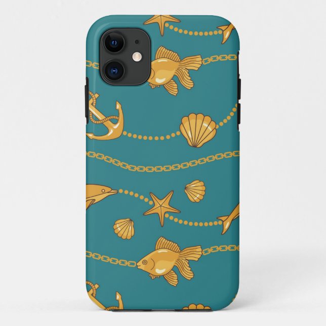 Gold Nautical Pattern Case-Mate iPhone Case (Back)