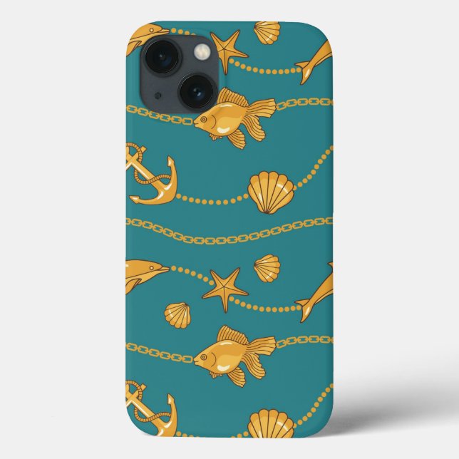Gold Nautical Pattern Case-Mate iPhone Case (Back)