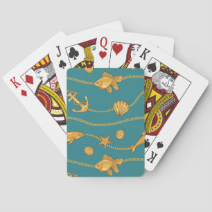 Gold Nautical Pattern Playing Cards