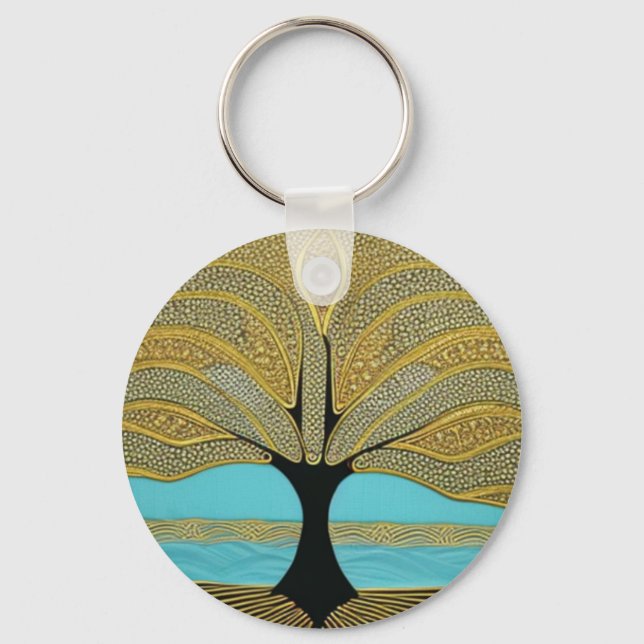 Gold Nautical Tree of Life Keychain (Front)