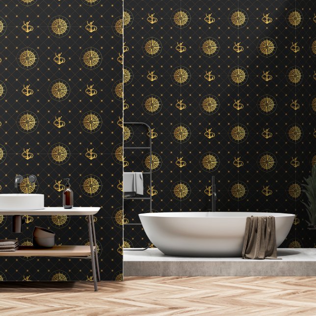 Gold Nautical Wallpaper (Bathroom)