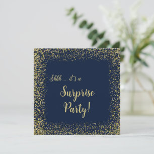 Gold & Navy 18th Surprise Birthday Party Invitat Invitation