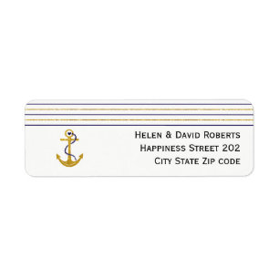 Gold, navy anchor and stripes nautical wedding