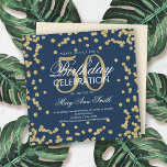 Gold Navy Blue 50th Birthday Glitter Confetti Invitation<br><div class="desc">Elegant 50th Birthday Gold Faux Glitter Confetti Navy Blue invitation template. Great for 50th birthday parties and more!</div>