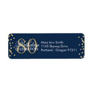 Gold Navy Blue 80th Birthday Glitter Confetti