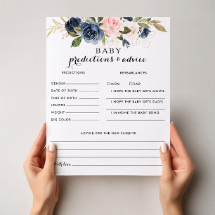 Gold Navy Blue Baby Predictions and Advice Cards