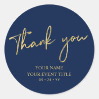 Gold & Navy Blue Birthday Party Thank you Favour