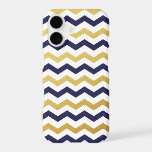 Gold & Navy Blue Chevron Pattern iPhone 7 Case