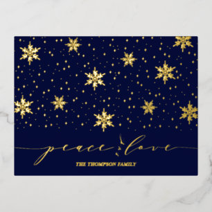 Gold & Navy Blue   Christmas Holiday Foil Postcard