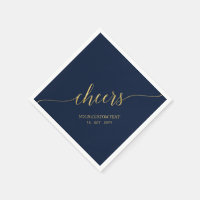 Gold & Navy Blue Elegant Stylish Lettering Cheers