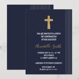 Gold navy blue elegant typography   CONFIRMATION Invitation