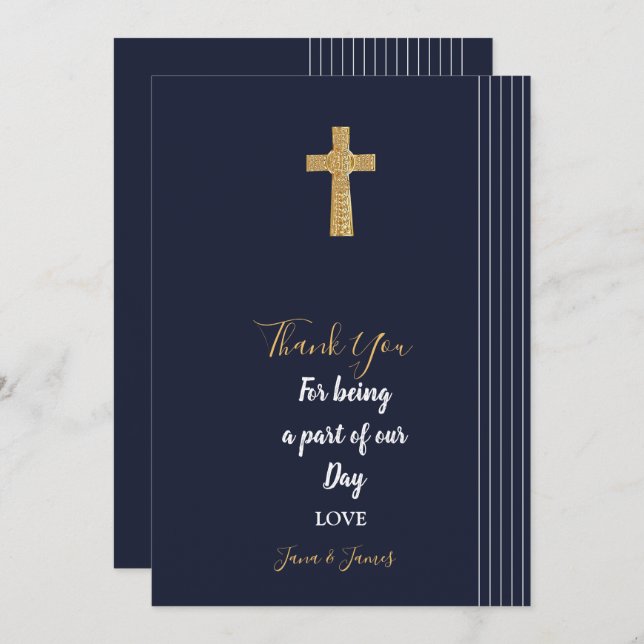 Gold navy blue elegant typography invitation (Front/Back)