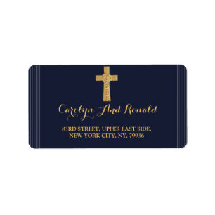 Gold navy blue elegant typography label
