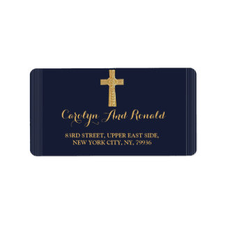 Gold navy blue elegant typography label