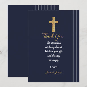 Gold navy blue elegant typography thank you invitation