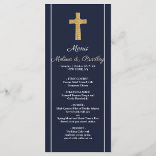 Gold navy blue elegant typography Wedding Menu