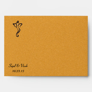 Gold Navy Blue Ganesh Hindu Indian Wedding Custom Envelope