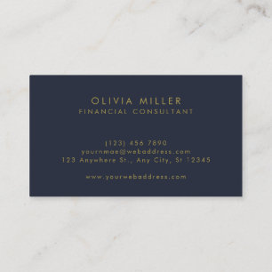 Gold Navy Blue   Minimalist Modern Professional Business Card