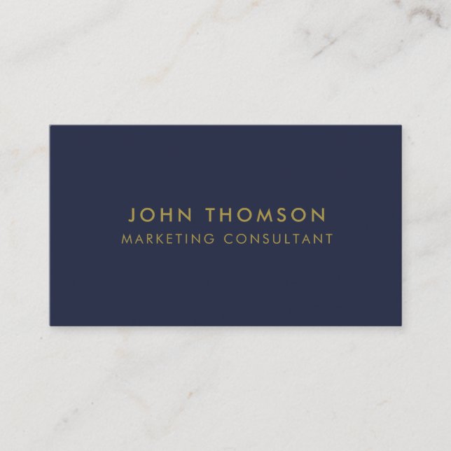Gold Navy Blue Minimalist Modern Professional Business Card (Front)