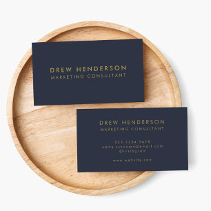 Gold Navy Blue   Minimalist Modern Professional Business Card