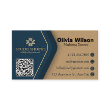 Gold Navy Blue Modern Elegant Business Card Design