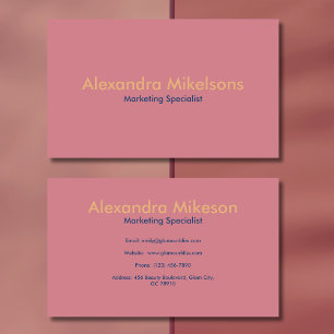 Gold Navy Blue Pink Minimalist Modern Professional Business Card