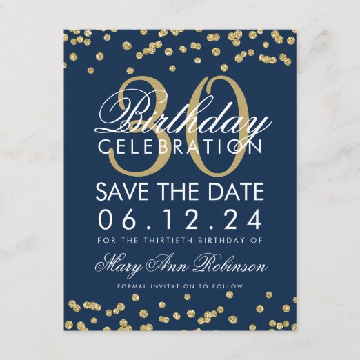 30th Birthday Save the Date Cards | Zazzle UK