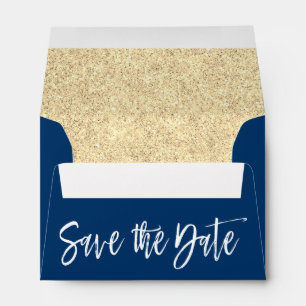 Gold & Navy Blue Save the Date Envelope