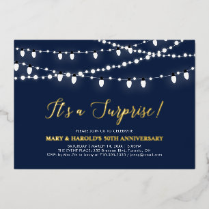 Gold & Navy blue Surprise 50th Wedding Anniversary
