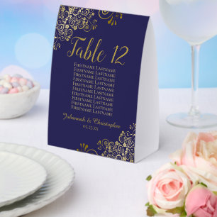 Gold Navy Blue Wedding Table Number Seating Chart