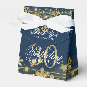 Gold Navy Blue Winter 30th Birthday Thank You Favour Box