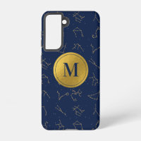 Gold & Navy Blue Zodiac Constellations Monogram