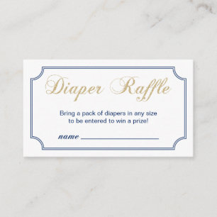 Gold & Navy Boy Baby Shower Diaper Raffle Ticket Enclosure Card