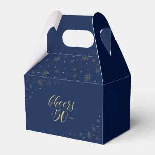 Gold & Navy   Cheers 50 years 50th Birthday Party Favour Box