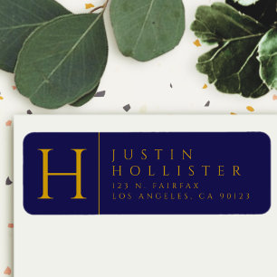 Gold & Navy   Classy Return Address Label