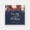 Gold Navy Confetti Burgundy Floral Wedding Napkin