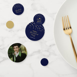 Gold Navy Confetti Modern Graduation Party Decor