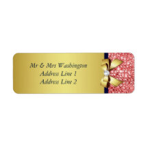 Gold Navy Coral Sequins Diamonds Bow