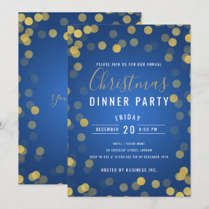 Gold & Navy Corporate Christmas Dinner Party Invitation