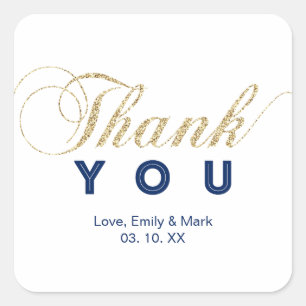 Gold & Navy Custom Party Thank You Sticker