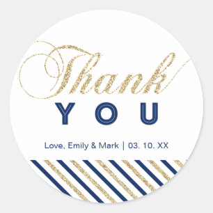 Gold & Navy   Custom Party Thank You Sticker