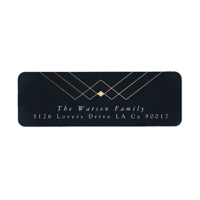 Gold Navy Elegance Diamond Geo Deco Wedding (Front)