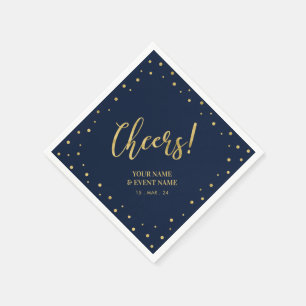Gold & Navy Elegant Classic Cheers Birthday Party Napkin
