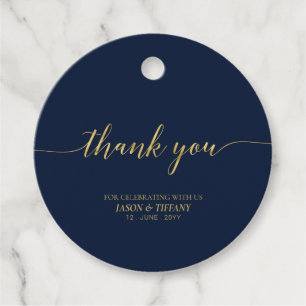 Gold & Navy Elegant Script Party Favour Thank you Favour Tags