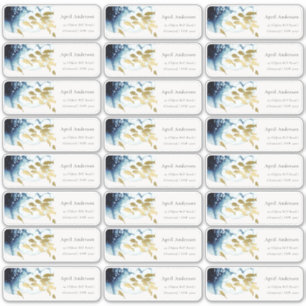 Gold Navy Fish Underwater Sea Guest Address