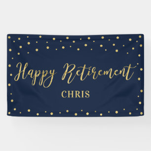 Gold & Navy Happy Retirement Party Banner