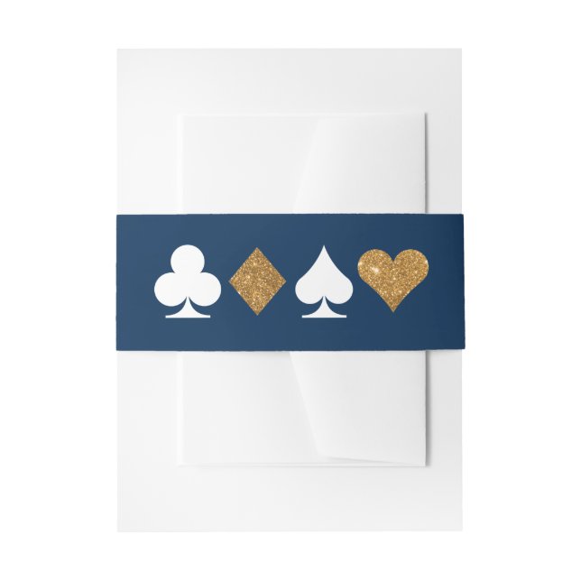 Gold Navy Las Vegas Wedding Invitation Belly Band (Front Example)