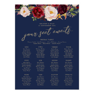 Gold Navy Marsala Wedding Welcome Sign Lucy
