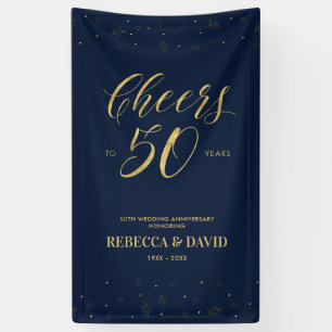 Gold & Navy Modern 50th Wedding Anniversary Banner